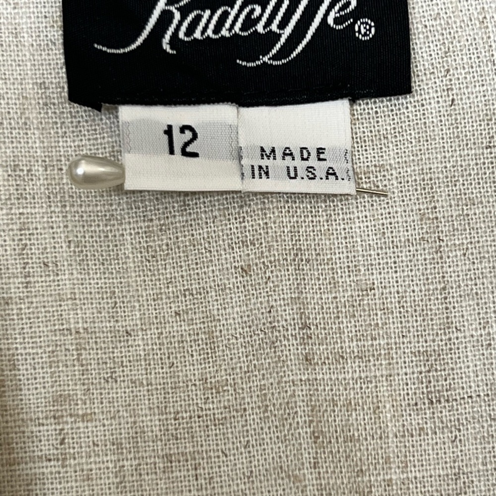 Radcliffe Vintage Beige Cotton Linen Blend Single Button Blazer Womens size 12 - Picture 4 of 6
